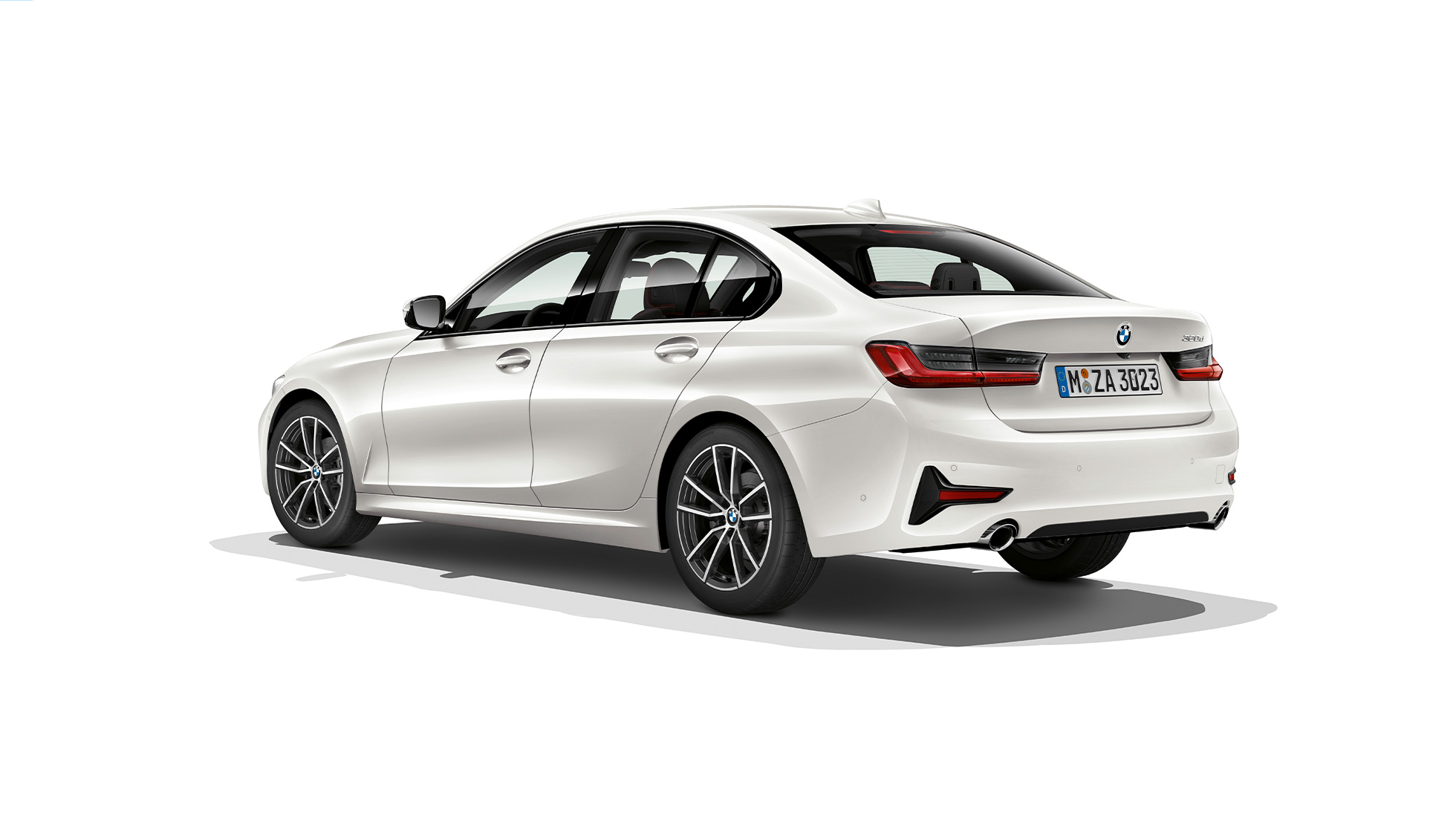 BMW 3 Series Sedan, Model Sport Line rear Three-quarter rear shot of the BMW 3 Series Sedan with Model Sport Line features.