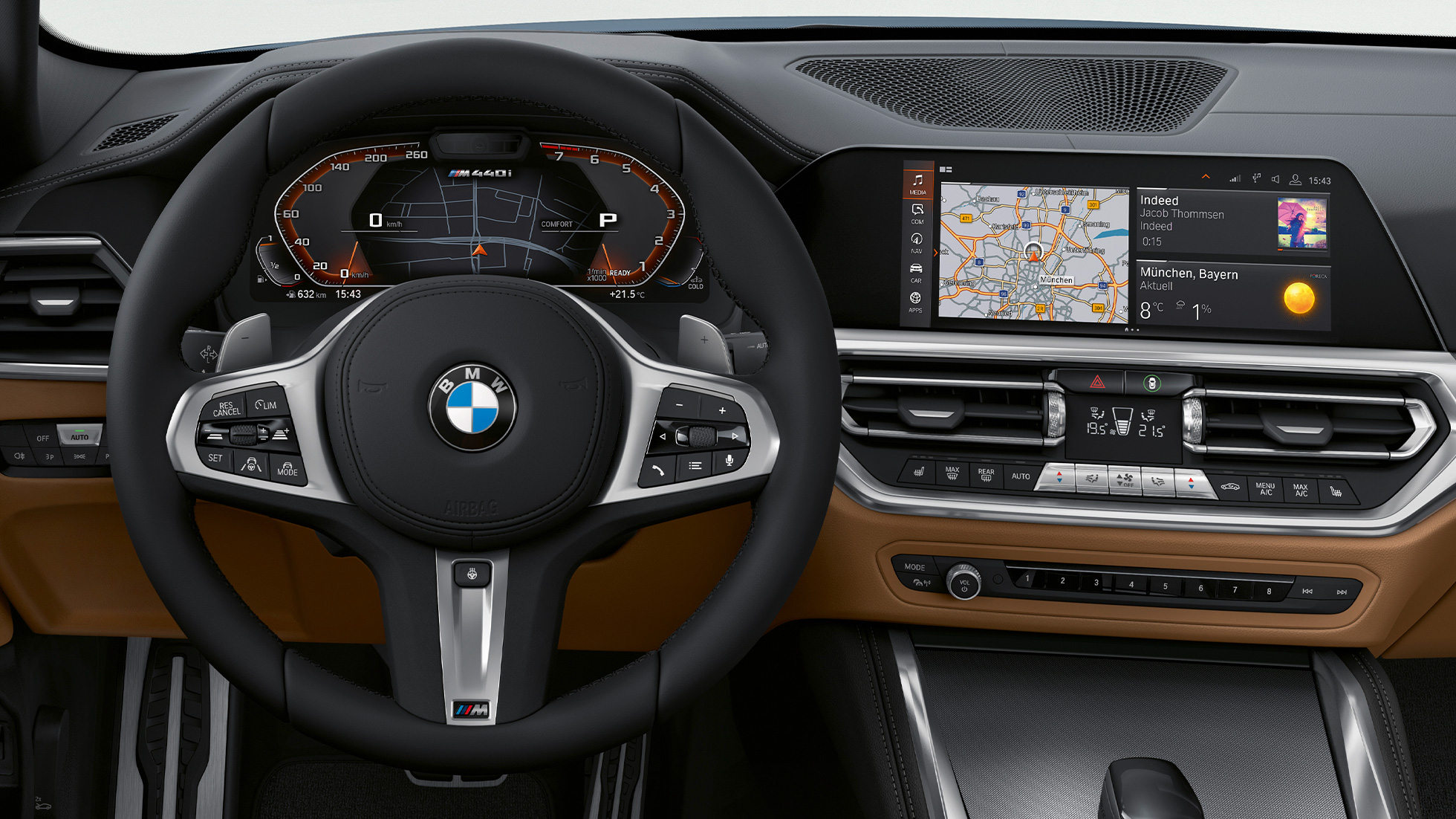 BMW 4 Series Coupé G22,軚環和語音助手 BMW 4 Series Coupé G22 2020,內飾,軚環和語音助手
