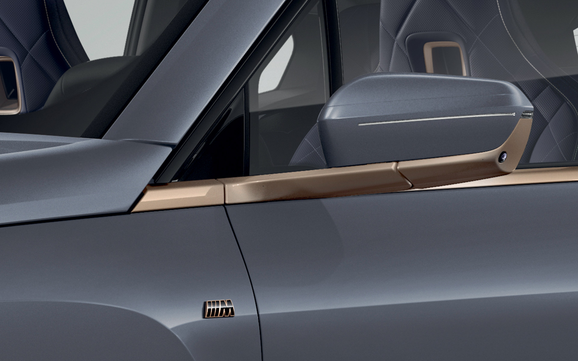 BMW Individual Exterior Line Titanium Bronze exterior mirror BMW iX M60 i20 2022 electric SUV BMW Individual Storm Bay metallic BMW iX M60 i20 2022 electric SUV BMW Individual Storm Bay metallic BMW Individual Exterior Line Titanium Bronze exterior mirror