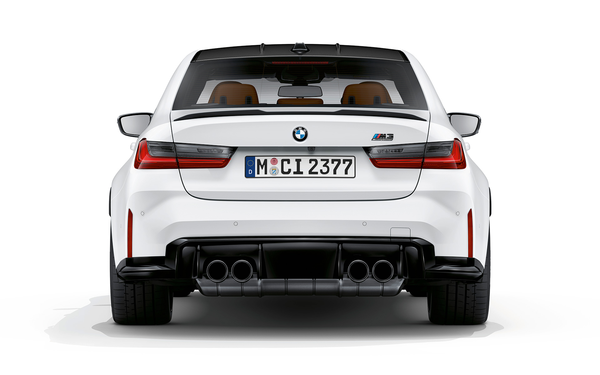 BMW M3 Competition G80 2020 Frozen Brilliant White 金屬外觀漆面後視圖