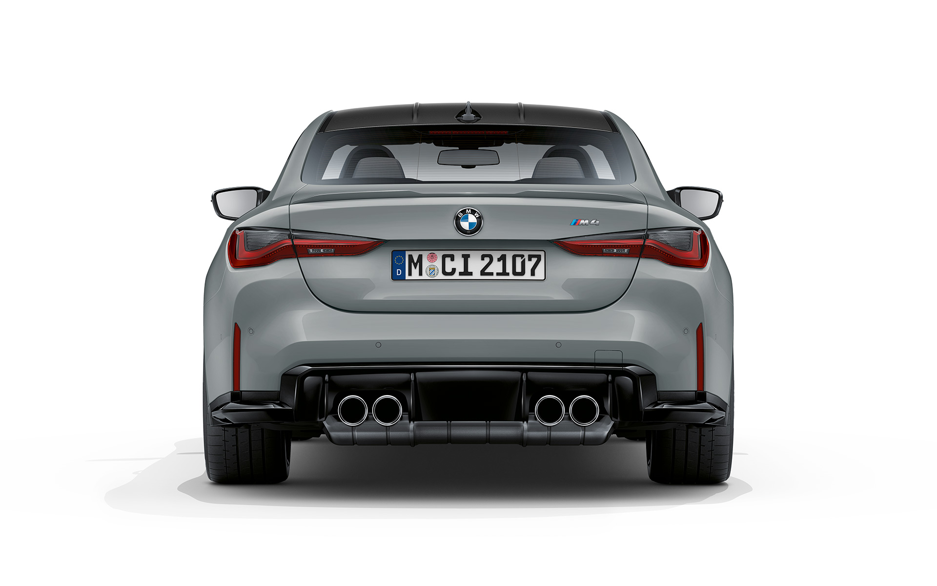 BMW M4 Coupé G82 2020 Brooklyn Grey 金屬外觀漆面尾部角度視圖