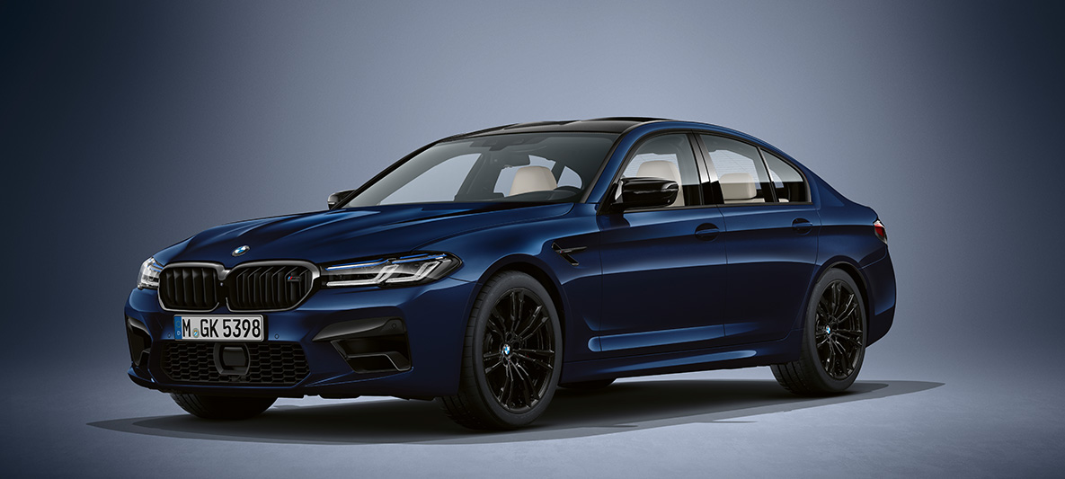 BMW Individual BMW M5 Sedan F90 2020 Tanzanite Blue 金屬外觀漆面 BMW Individual BMW M5 Sedan F90 LCI Facelift 2020 Tanzanite Blue 金屬外觀漆面正面四分之三之角度視圖
