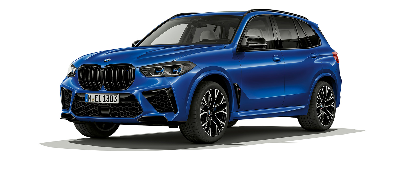 BMW X5 M Competition 四分之三側面視圖 BMW X5 M Competition F95 2020 Marina Bay Blue 金屬外觀漆面四分之三側面視圖