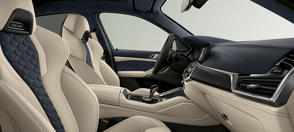 BMW X6 M Individual F96 SUV 2020 interior BMW X6 M Individual F96 SUV 2020 interior M Multifunctional seats with X6 M logo