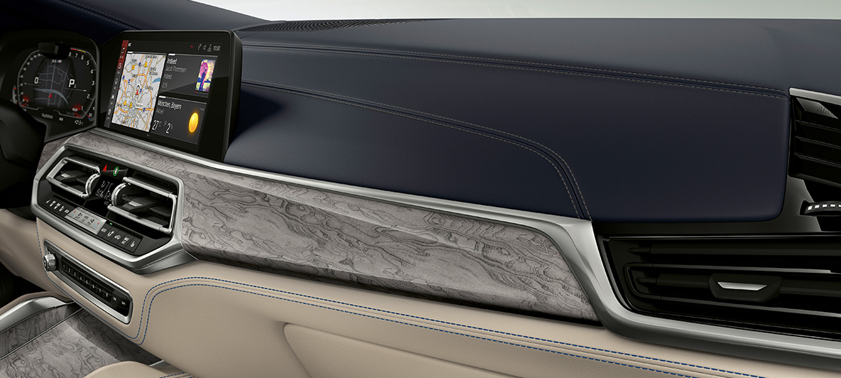 BMW X6 M Individual F96 SUV 2020 interior BMW X6 M F96 SUV 2020 Individual interior trim strips Ash Grain Silver-Grey high gloss