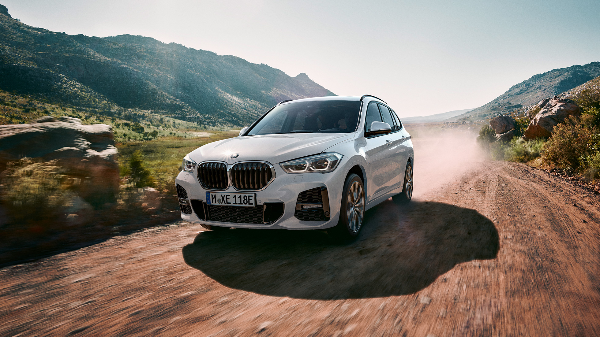 Plug-in hybrid BMW X1 xDrive25e F48 Plug-in hybrid BMW X1 xDrive25e F48 2019 driving three-quarter front view