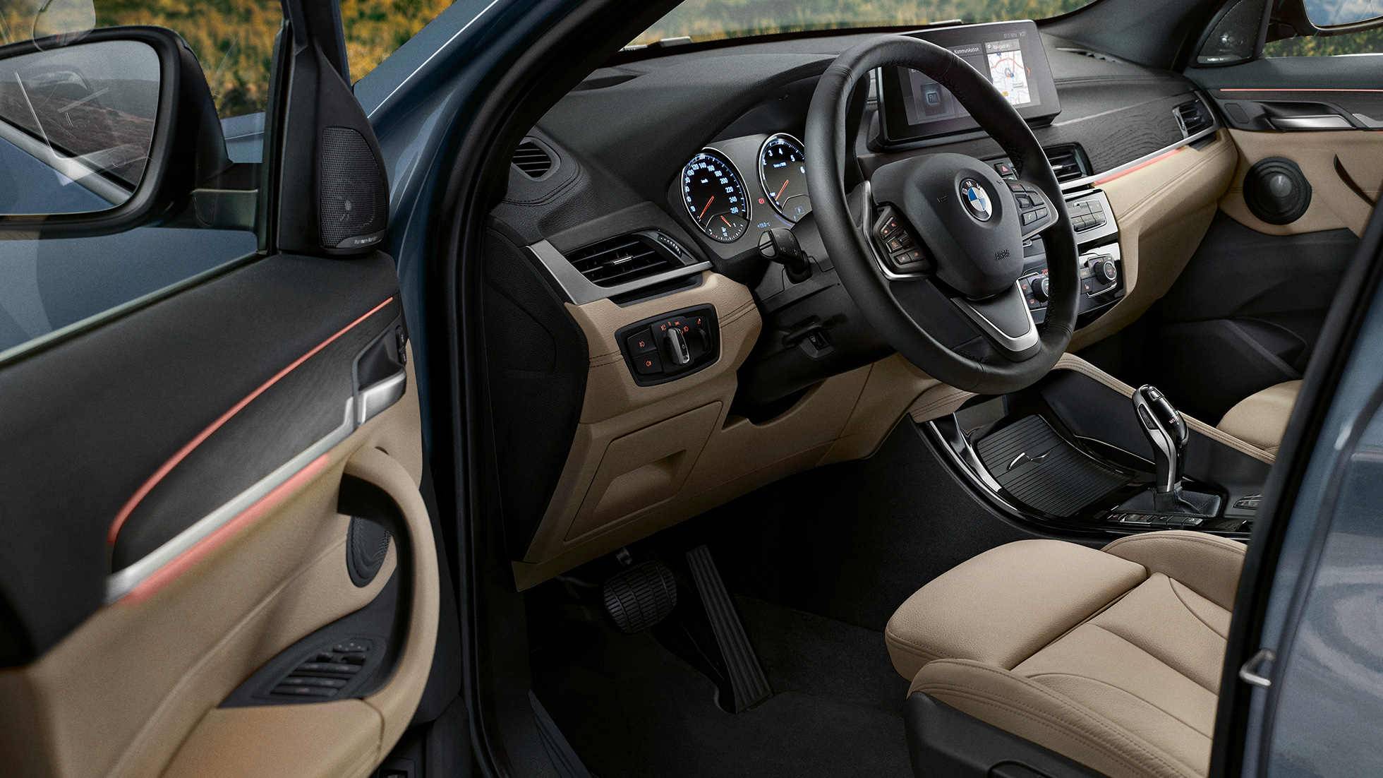 BMW X1, Interior BMW X1, interior with focus on multifunctional sterring wheel