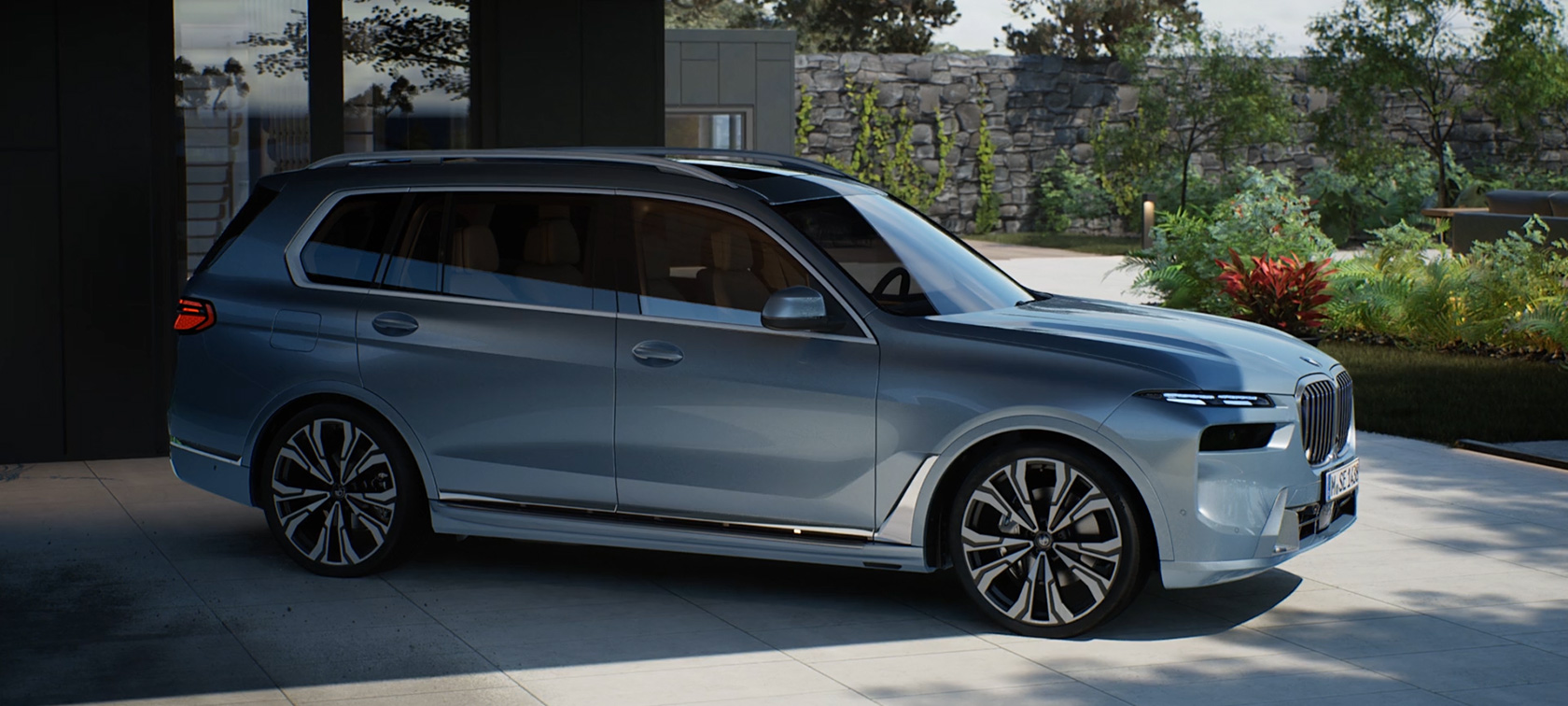 BMW X7 G07 LCI 7/8 側面角度視圖 Sparkling Copper Grey 金屬外觀漆面影片 BMW X7 G07 LCI 7/8 側面角度視圖停駐狀態 Sparkling Copper Grey 金屬外觀漆面影片