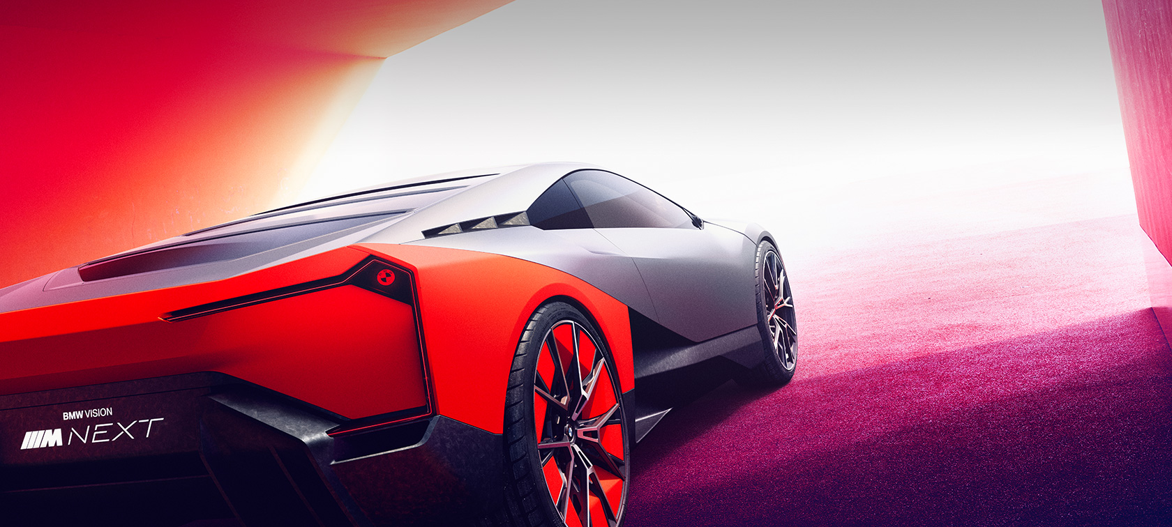 BMW Vision M NEXT 尾部四分之三角度視圖